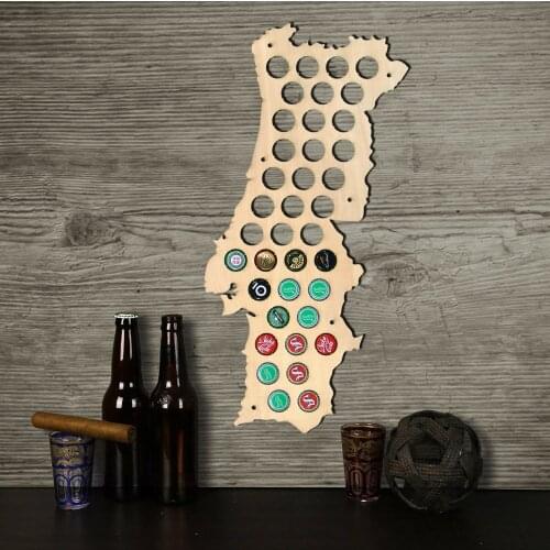 Wall Mounted Decorative Wooden Craft Maps Of Portugal Beer Caps Maps Personality Home Bar Indoor Decoration