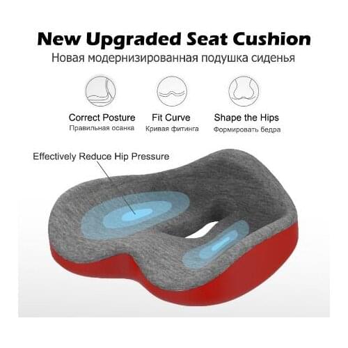 Coccyx Chair Cushion Comfort Memory Foam Seat Orthopedic Pillow for Lower Back, Tailbone and Sciatica Pain Relief