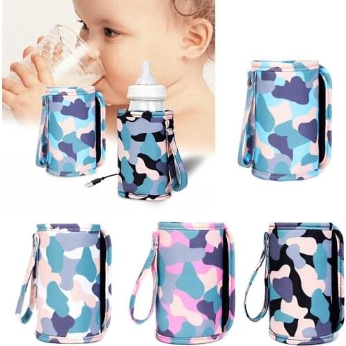 GXMB USB Baby Bottle Warmer Portable Travel Milk Warmer Infant Feeding Bottle Heating Cover Insulation Thermostat Food Heater