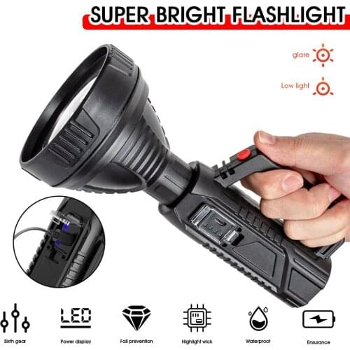 Portable Led Flashlight High power USB Rechargeable Handheld Torch Waterproof Emergency flashlight for Camping Hiking Fishing