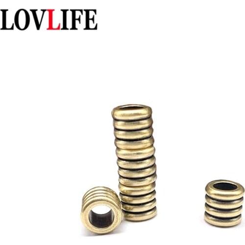 Retro Brass Cylinder Knife Beads Pendant Jewelry DIY Bracelet EDC Umbrella Rope Keychain Lanyard Hanging Positioning Accessories