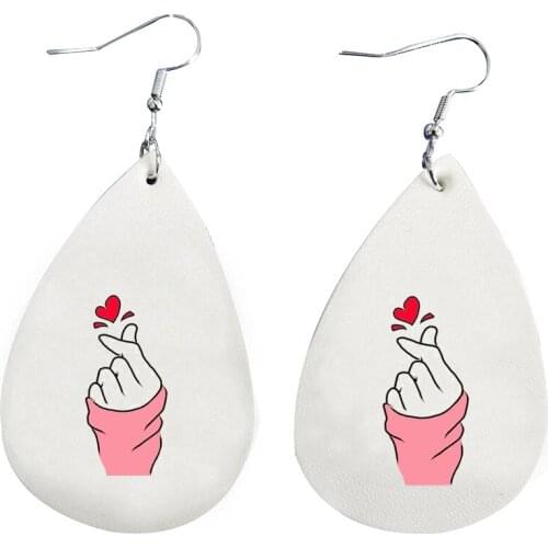 Valentines Day PU Leather Earrings Layered Glitter Sweetheart Earrings Valentine Gifts