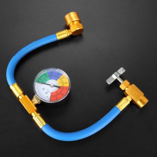 R134A AC Air Conditioning Refrigerant Recharge Hose Pipe with Gauge,Can Opener Tap Dispensing Valve,1/2ACME Thread Brass Adapter