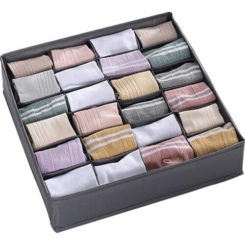 Closet Organizer Storage Box Foldable Underwear Organizers Storage Dividers Drawer Organizer Socks 24 Grids Box for Clothes