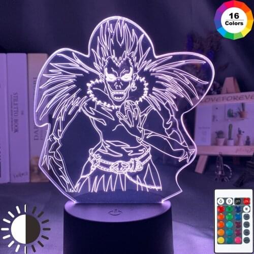 Death Note Kids Night Light Led Color Changing Nightlight for Room Decoration Japanese Manga Gift 3d Illusion Lamp Ryuk Figure