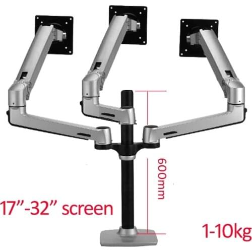 DL-8000 aluminum Clamp grommet 15"-32" long arm three lcd monitor bracket desktop holder Mechanical Spring Arm