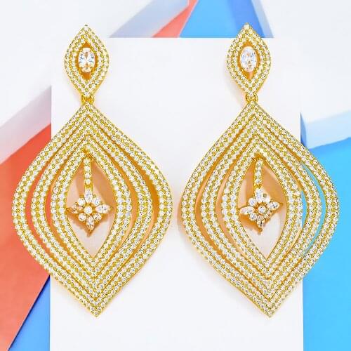 Unique Pendant Earrings Design Fashion with full Clear Mini Crystal for Women Bridal Actor Dancer Important Occasions