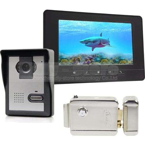 DIYSECUR 7inch Video Intercom Video Door Phone Doorbell 1 Camera 1 Monitor + Electric Lock for Home /Office Security System