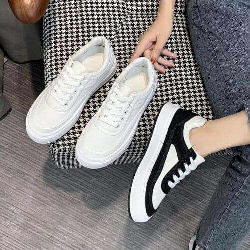2021 Summer New Black and White Multicolor Shoes Womens Low-Top Platform Casual Sneakers Lace-up Womens Shoes