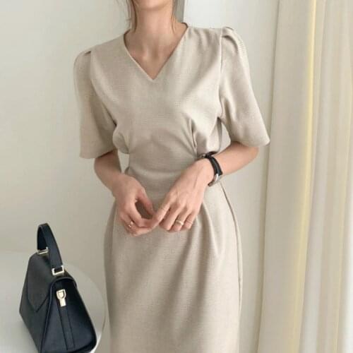 Long Dress Sexy V Neck Sashes Split Midi Sundress Slim Waist Women Summer Vintage Small Plaid Bodycon Bandage