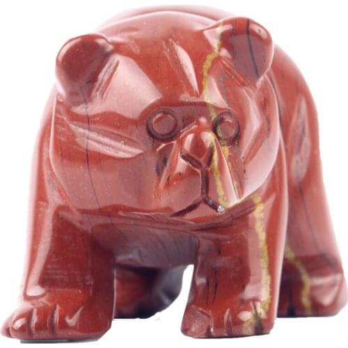 1.5Inch Natural Stone Semi-precious Stone Carved Cute Bears Crystal Chakra Healing Reiki Crafts Beads Free Pouch