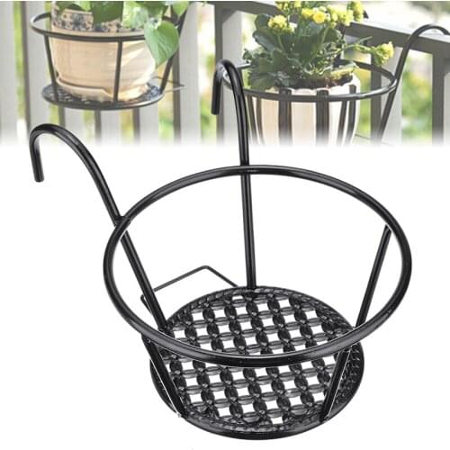 1Pcs Balcony Round Flower Pot Rack Garden Supplies Balcony Hanging Plant Iron Racks Garden Plant Flower Holder Home Decor Rack