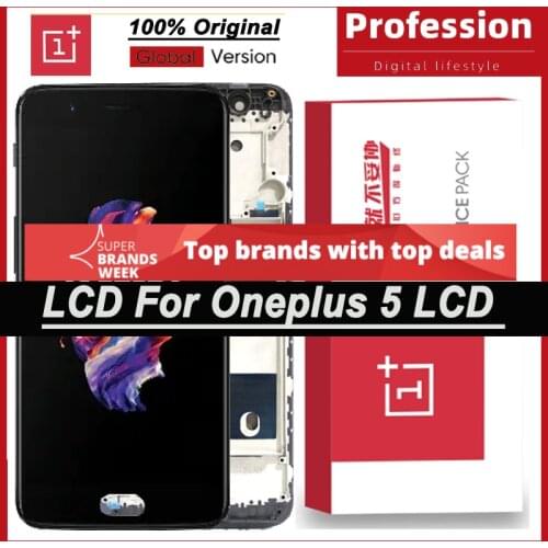 100% Original 5.5'' AMOLED Display for OnePlus 5 A5000 Full LCD Touch Screen Digitizer Assembly Repair Parts with Service Pack