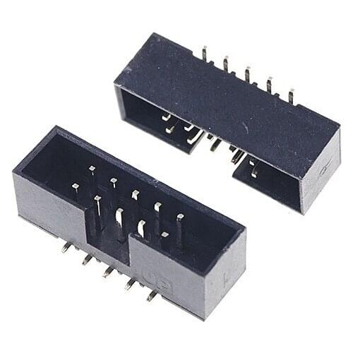 1000 pcs 0.050" 1.27 mm 2x5 Pin 10 Pin Male SMT Shrouded PCB Box Header IDC Connector Male Pins Surface Mount PCB Vertical 2 Row