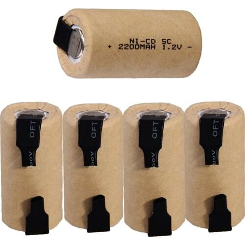 25 pieces SC batteries 2200mah 1.2v subc nicd battery random color