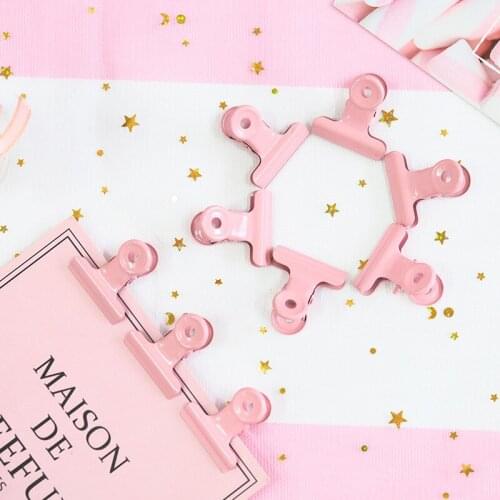 5pcs Korea creative cute metal girl series storage clip pink small clip manufacturers wholesale