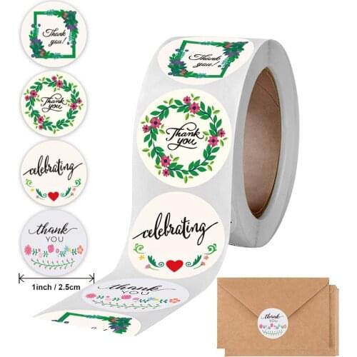 500pcs 2.5cm Wreath Thank You Kawaii Stickers Diary Scrapbooking Stationery Stickers Decorations Labels