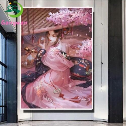 5D Diy diamond painting Oriental beauties,singers,Japanese cherry blossoms,geisha tea art Diamond Mosaic Embroidery cross stitch