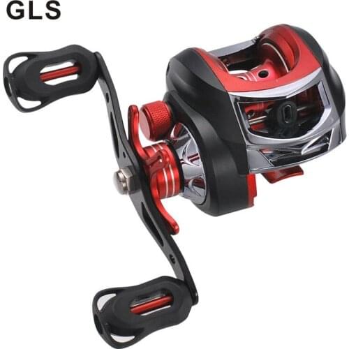 GLS brand black red water drop wheel left hand/right hand 13+1BB gear ratio 6.3:1 drum fishing reel reel