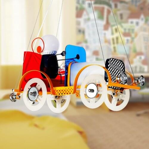 Children toy pendant lights cartoon car led lamp material quality metal glass bedroom studymodern Creative pendant lamps ZA