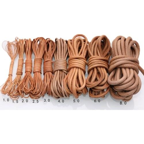 DIY braided rope leather rope jewelry accessories handmade materials round primary color leather rope bracelet necklace cowhide