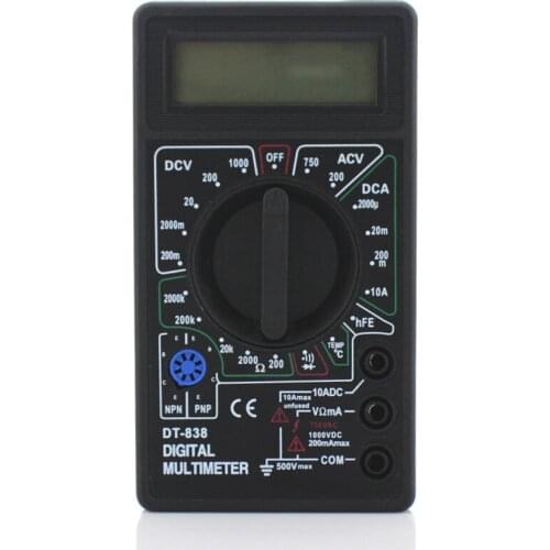 DT-838 Digital Multimeter Temperature Probe 750 1000V DC AC Voltage Current Resistance Tester Amp Ammeter Voltmeter Ohm Diode
