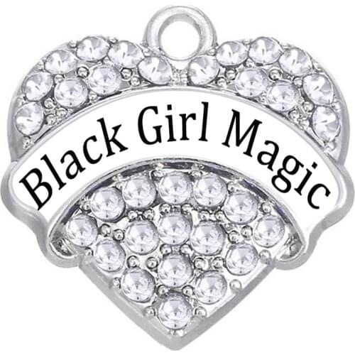 Eco friendly metal crystal sticker black girl magic charms pendants girl rock jewelry accessories for bracelet necklaces making