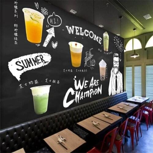 Europe and the United States hand-painted blackboard tea shop specializing in the production of wallpaper murals custom photo wa