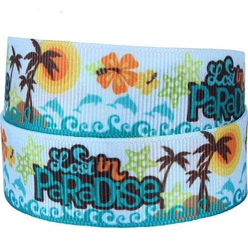 FLRA Ribbon Free shipping summer holiday theme grosgrain ribbon with beautiful beach printing