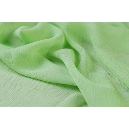 Howmay 100% pure silk fabric crinkle georgette 5m/m 135cm 51" light green 76# lightweight soft tulle for scarf or dress