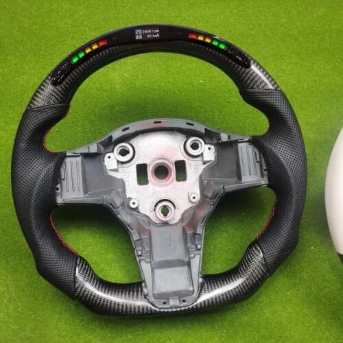 Cuatomized LED Carbon Fiber Steering Wheel Replacement For Tesla Model 3 2017 2018 2019 2020