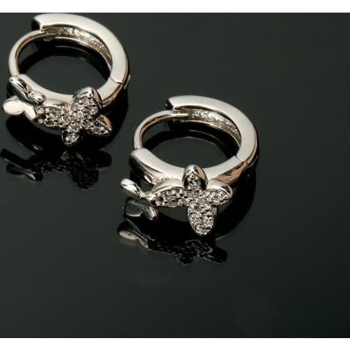 Exquisite Simple Butterfly Earrings Fashion Elegant Women Inlay Zircon Earrings Charm Womens Wedding Anniversary Jewelry Gifts