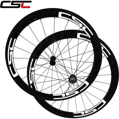 CSC U Shape 50mm Depth 25 Width china high quality Road Bike Carbon Tubular wheels with Powerway R13 hub + cn 424 spokes