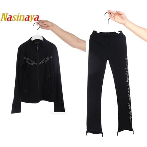 Figure Skating Suits Jacket and Pants Long Trousers for Girl Women Training Patinaje Ice Skating Gymnastics AB stones pocket