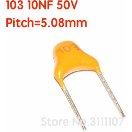 100PCS/lot 103 10NF 50V Multilayer ceramic capacitor 103 50V 10nF 103M P=5.08mm