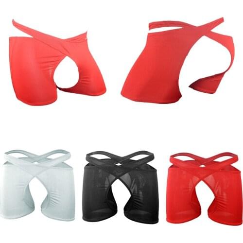 Men sexy underwear sexy temptation hollow low-waisted four-corner big cross boxer briefs play interchangeable roles comfortable