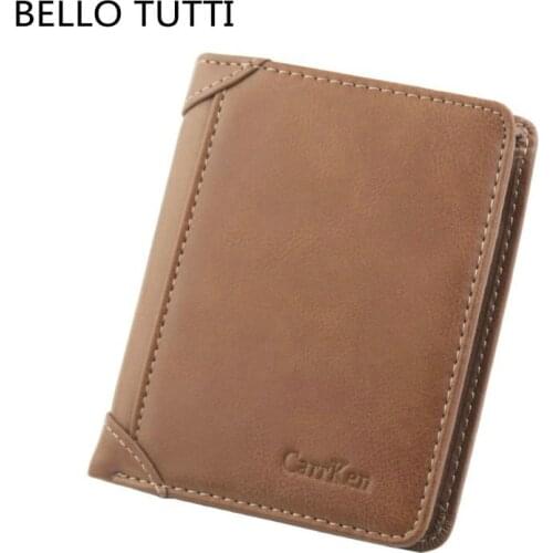 BELLO TUTTI Men Retro Short Key Wallet Handbag 2021New PU Leather Money Clip Change Coin Purse Fashion Card&ID Holder Clutch Bag