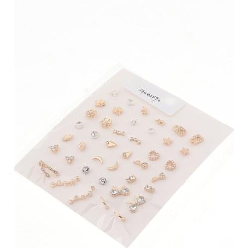 21Pairs Fashion Stainless Steel Korean Stud Earrings Set Round Beads