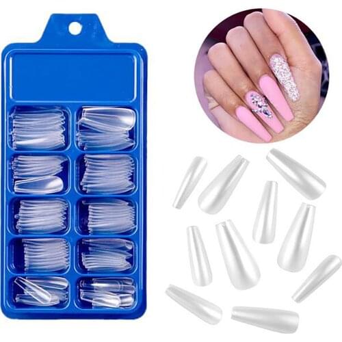 100pc Matte False Nails Tips Ballet Fake Nails Long Nail Art Patches Full Frosted Nail Box nail supplies for professionals