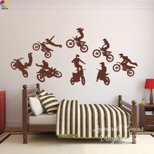 Motocross Extreme Sport Wall Sticker Kids Room Boys Room Race Motorcycle Sport Wall Decal Children Room Bedroom Vinyl Home Decor