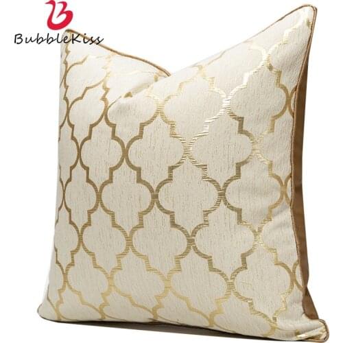 Bubble Kiss Cushion Cover Diamond Lattice Champagne Gold Bedroom Bedside Sofa Home Decoration Comfortable Backrest Pillowcase