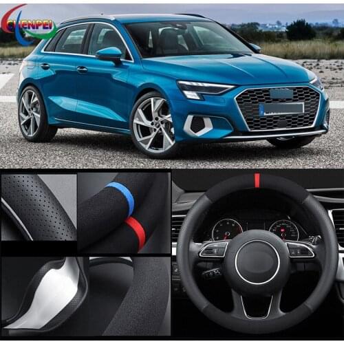 38cm Non-Slip Dreathable Suede steering wheel cover For Audi A3 Car Interior decoration accessories
