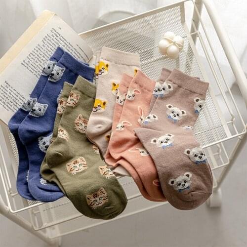 1Pairs New Cute Cartoon Dog Middle Tube Socks Japanese Ins Creative Female Sokken Shiba Inu Dalmatian Malzis Teddy Pomeranian