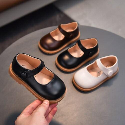 2021 New Childrens Korean Leather Shoes Girls Soft-soled Casual Shoes Baby Solid Single Shoes Peas Shoes Cute Student Hot