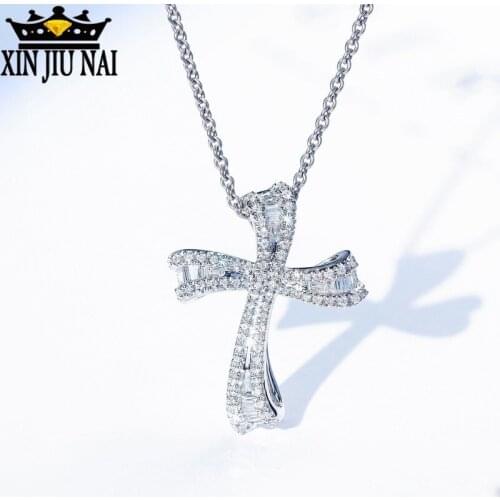 New high-quality diamond-set creative cute girl cross necklace wedding party girlfriend exquisite gift women jewelry