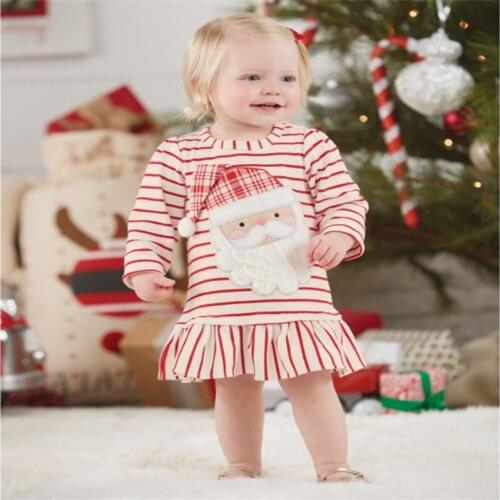 New Girls Santa Claus Red Striped Christams Fishtail Dress