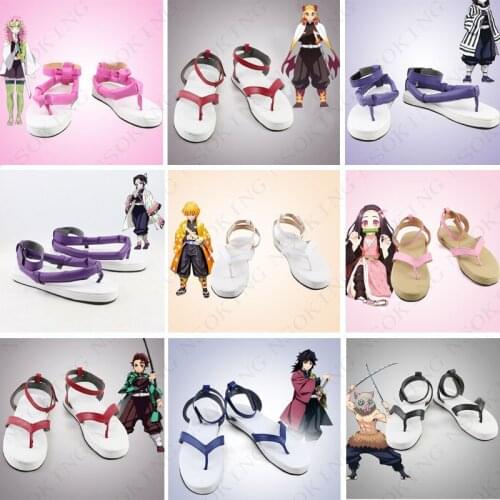 Demon Slayer: Kimetsu no Yaiba Kamado Tanjirou Kamado Nezuko Kanroji Mitsuri Rengoku Kyoujurou shoes cosplay Iguro Obanai Boots