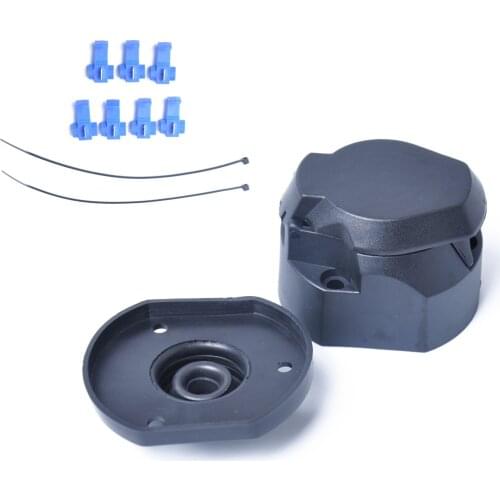 Durable 12V 7 Pin Plastic European Trailer Socket Tow Bar Electrics Connector with Rubber Ring A35