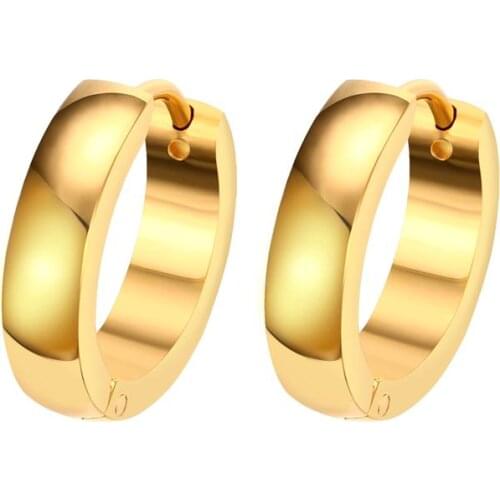 Simple Gold Color Stainless Steel Earrings Small Hoop Earrings for Women Men Party Jewelry