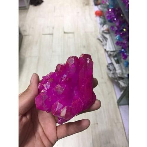 Drop shipping red titanium aura crystal gemstone cluster reiki healing rainbow aura gemstone crystal cluster meditation for sell